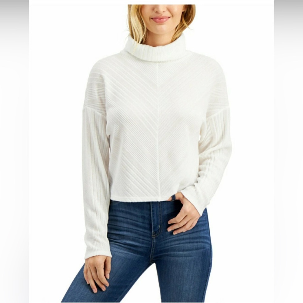Cozy White Turtleneck Cropped Sweater